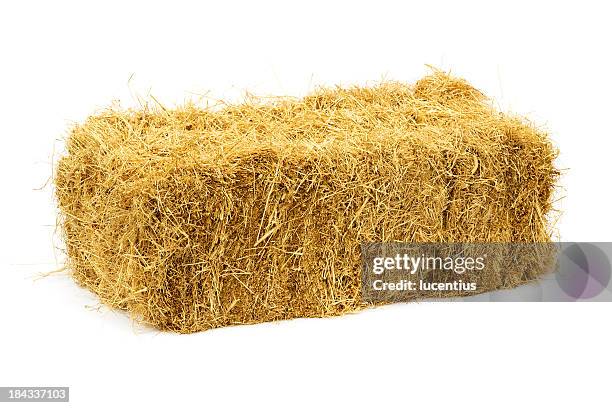 haybale isolated on white - straw stockfoto's en -beelden