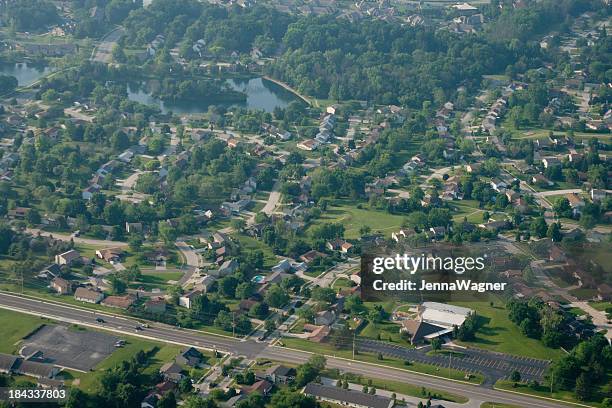 aerial mittleren westen der stadt - michigan v illinois stock-fotos und bilder