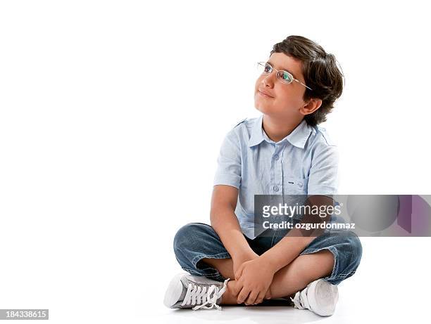 little boy sitting on white - sitta bildbanksfoton och bilder