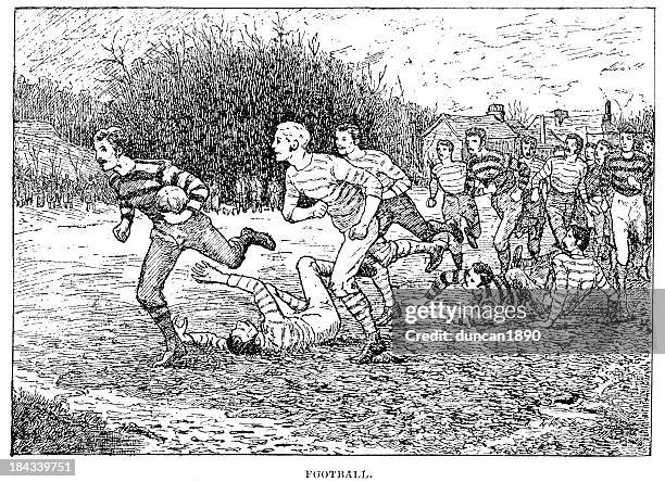 illustrations, cliparts, dessins animés et icônes de il est allé chercher le ballon et courir - passe rugby