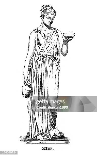 hebe the goddess of youth - goddess stock illustrations