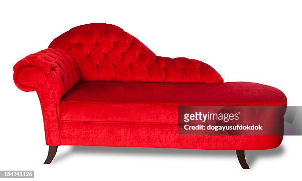 retro muebles con trazado de recorte - psychiatrists couch fotografías e imágenes de stock