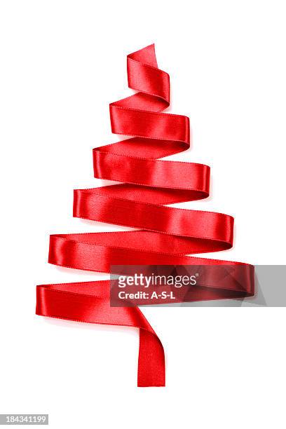 christmas tree made of a red ribbon - christmas ribbon bildbanksfoton och bilder