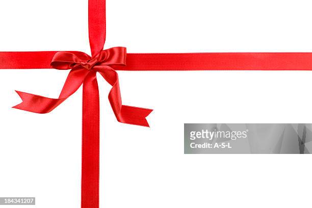 red gift bow - gift ribbon stockfoto's en -beelden