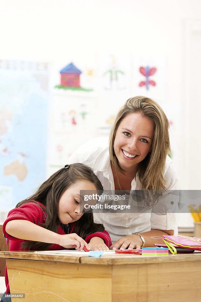 Teacher and schoolgirl