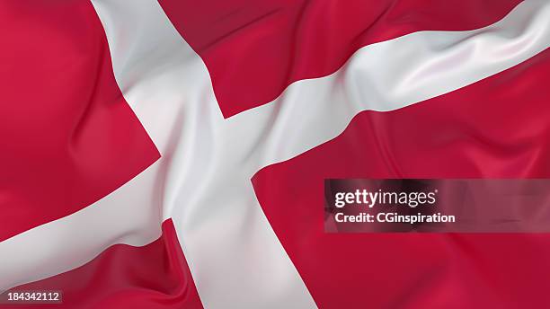 close-up of red and white denmark flag - danish flags stock pictures, royalty-free photos & images