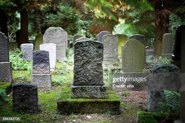 filas de muy antigua y curado tombstones - tombstone fotografías e imágenes de stock