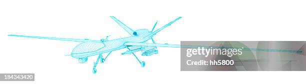 mq-1 predator in flight uav (unmanned aerial vehicle) - 3d rocket stock pictures, royalty-free photos & images