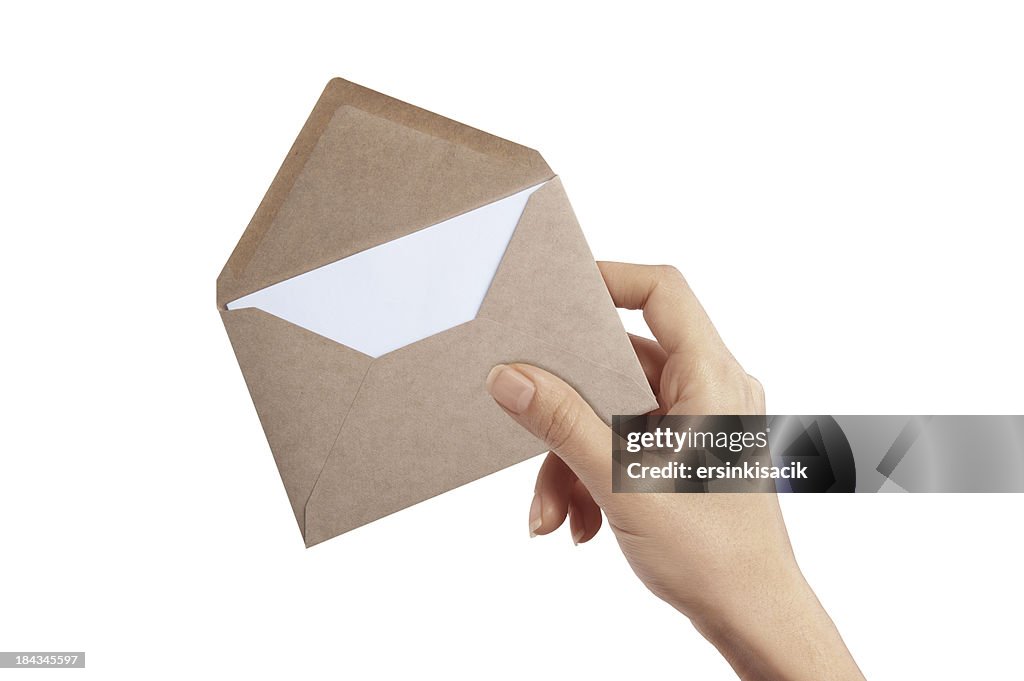 Hand Holding Envelope And Letter