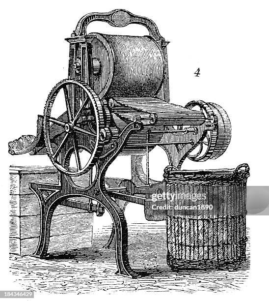 retro machinery - wool washing machine - antique washing machine stock illustrations
