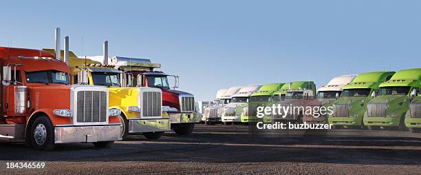 modern parked truck fleet - vehicle grille stock pictures, royalty-free photos & images