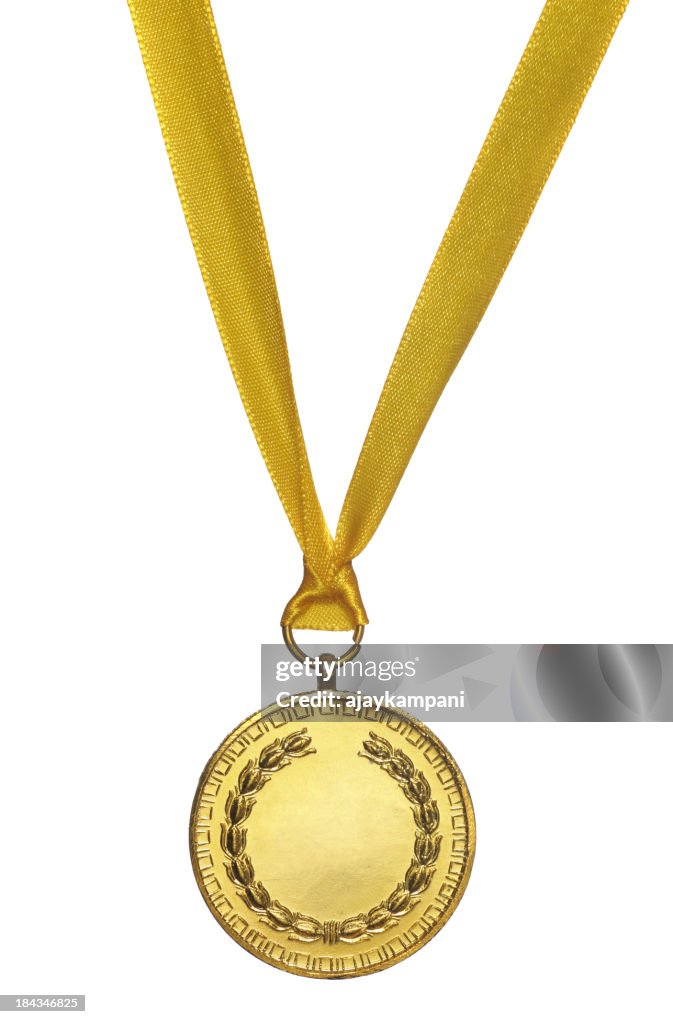 Graphic image of a gold medal on a white background