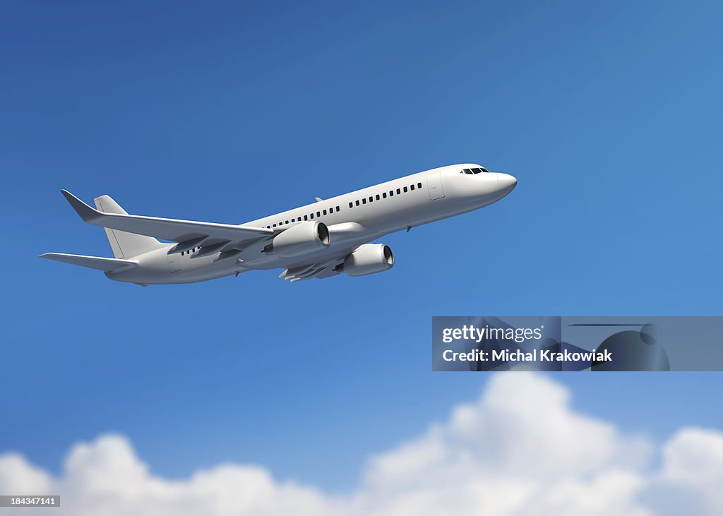 Blanco, tamaño mediano jet Avión de pasajeros