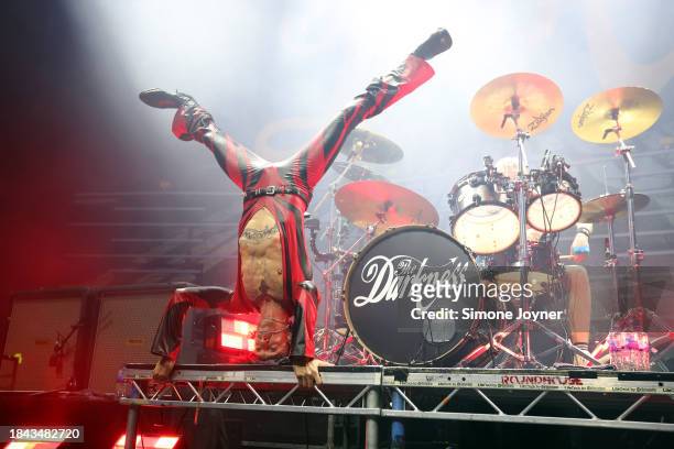 Justin Hawkins of The Darkness performs at The Roundhouse on December 09, 2023 in London, England.