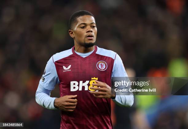 Leon Bailey of Aston Villa during the Premier League match between Aston Villa and Arsenal FC at Villa Park on December 09, 2023 in Birmingham,...