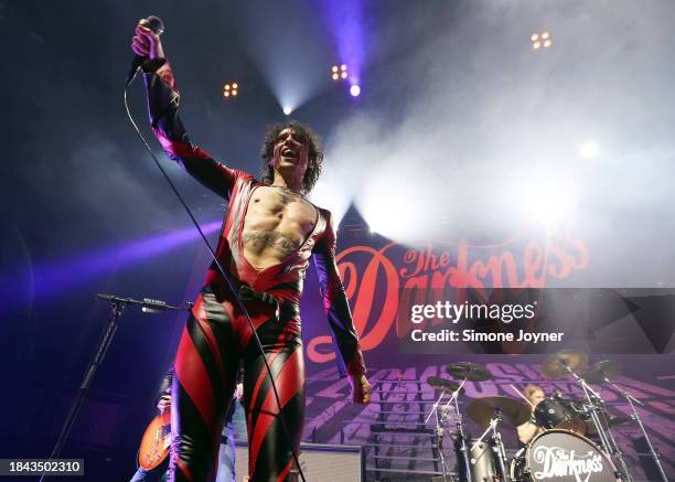 Justin Hawkins of The Darkness performs at The Roundhouse on December 09, 2023 in London, England.