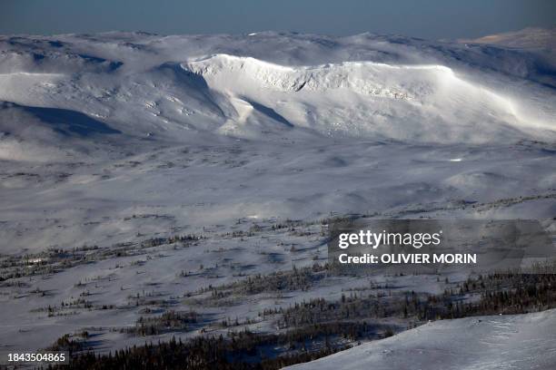 View of the mountains before the start of the women's combined downhill, 09 February 2007, at the Alpine World Ski Championships in Are. AFP PHOTO /...