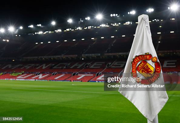 Manchester United Crest On Corner Flag In Stadium Before The UEFA manchester-united-crest-on-corner-flag-in-stadium-before-the-uefa