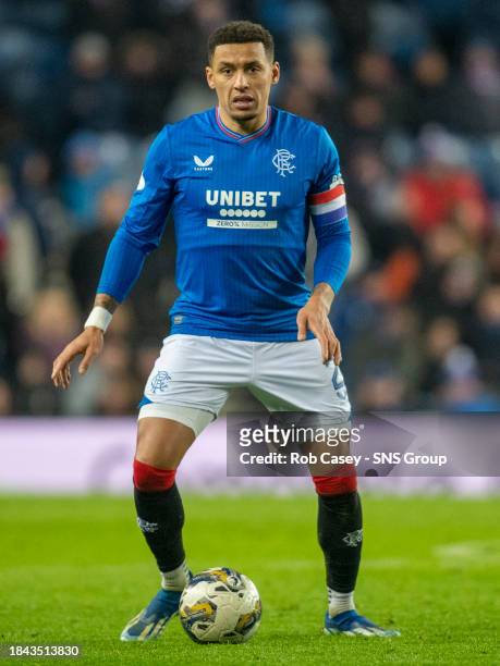 Rangers' James Tavernier in action during a cinch Premiership match between Rangers and St Mirren at Ibrox Stadium, on December 03 in Glasgow,...