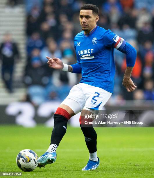 James Tavernier in action for Rangers during a cinch Premiership match between Rangers and St Mirren at Ibrox Stadium, on December 03 in Glasgow,...