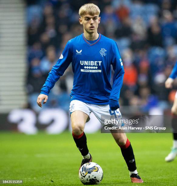 Ross McCausland in action for Rangers during a cinch Premiership match between Rangers and St Mirren at Ibrox Stadium, on December 03 in Glasgow,...