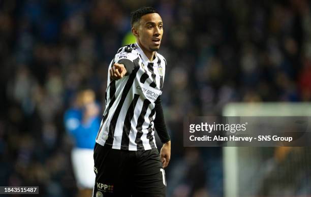 Keanu Baccus in action for St. Mirren during a cinch Premiership match between Rangers and St Mirren at Ibrox Stadium, on December 03 in Glasgow,...