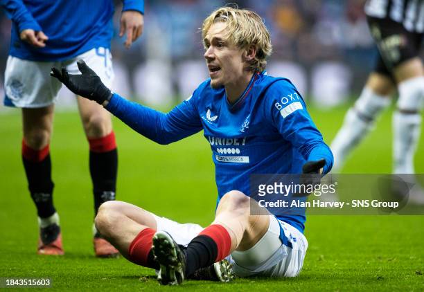 Todd Cantwell in action for Rangers during a cinch Premiership match between Rangers and St Mirren at Ibrox Stadium, on December 03 in Glasgow,...