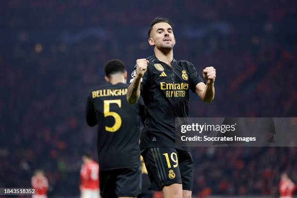 Dani Ceballos of Real Madrid celebrates 2-3 during the UEFA Champions League match between Union Berlin v Real Madrid at the Berlin Olympic Stadium...