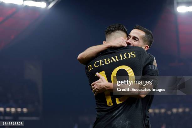 Dani Ceballos of Real Madrid celebrates 2-3 with Lucas Vazquez of Real Madrid during the UEFA Champions League match between Union Berlin v Real...