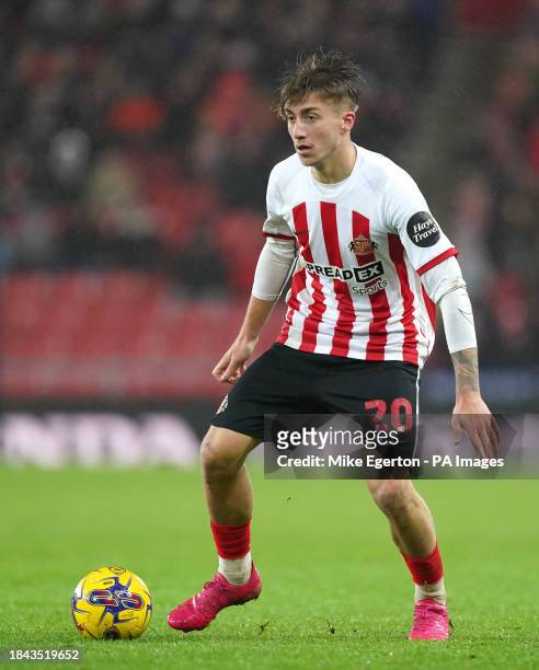 Sunderland's Jack Clarke during the Sky Bet Championship match at the Stadium of Light, Sunderland. Picture date: Tuesday December 12, 2023.