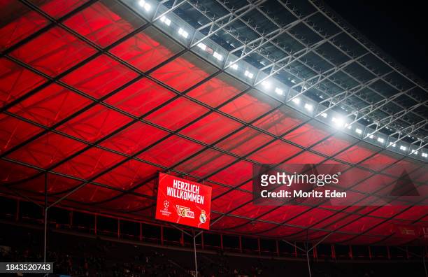 Videowall before the UEFA Champions League match between 1 FC Union Berlin and Real Madrid on December 12, 2023 in Berlin, Germany.