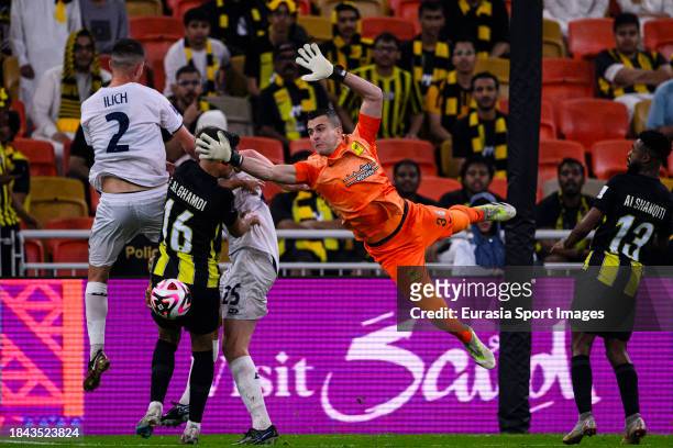Goalkeeper Marcelo Grohe of Al Ittihad in action during the 1st Round of FIFA Club World Cup Saudi Arabia match between Al Ittihad FC and Auckland...