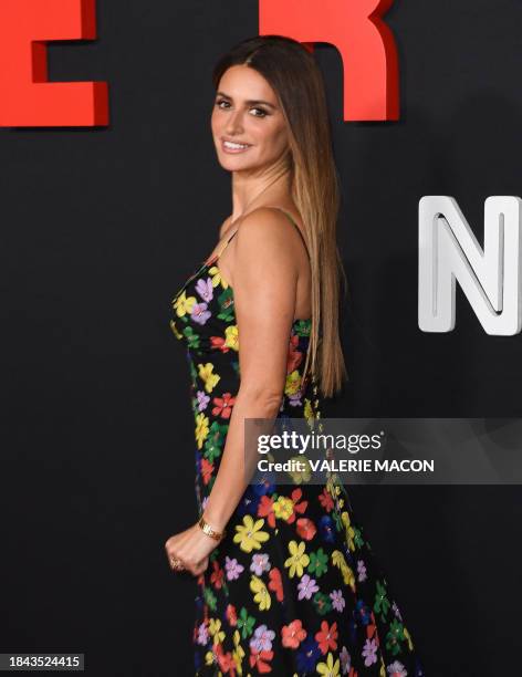 Spanish actress Penelope Cruz arrives for the "Ferrari" premiere at the Director's Guild of America in Los Angeles, December 12, 2023.