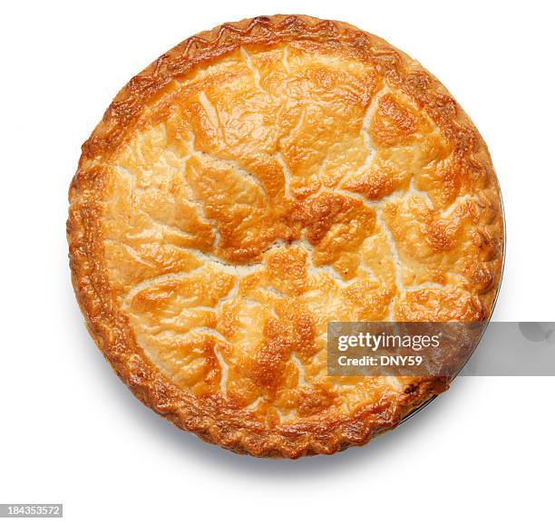 top down view of apple pie isolated on white background - pie bildbanksfoton och bilder