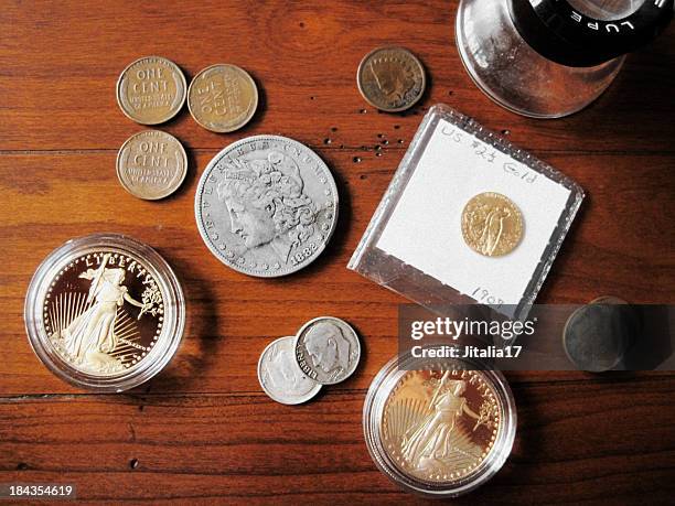 münze-kollektion-seltene, usa. münzen - gold coin stock-fotos und bilder