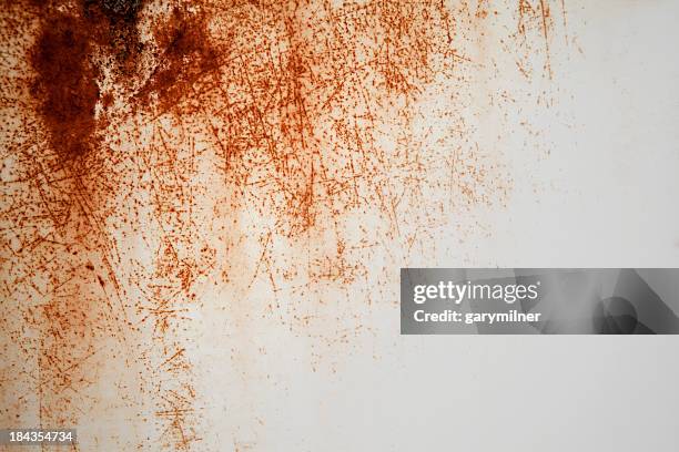 white sheet of paper with dirty scratches and metal stains  - rusty stock pictures, royalty-free photos & images