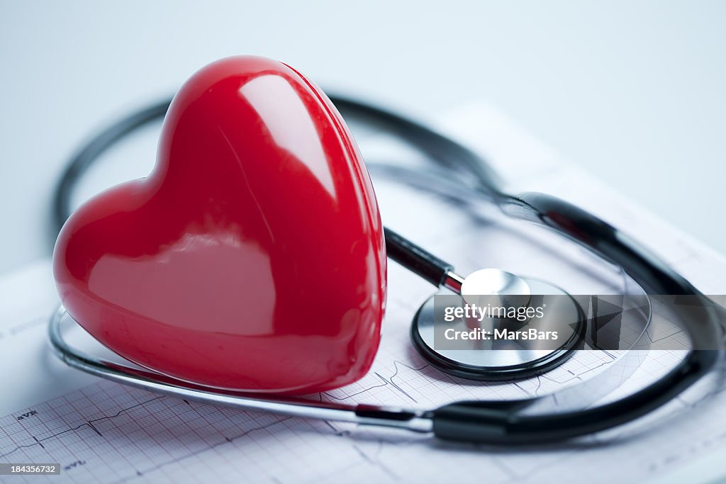 Heart, stethoscope and EKG