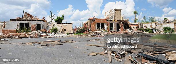 panorama of tornado damage - tornado stockfoto's en -beelden