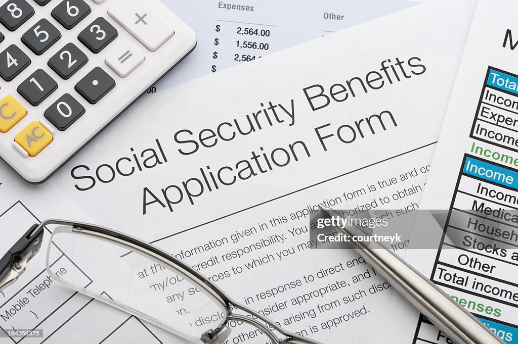 Close up of social security application