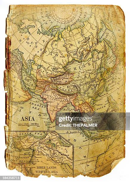 map of asia and bible lands - old map of middle east stock illustrations