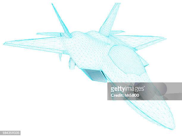 esquisse 3d de l'architecture de l'us air force de deux f-22 raptor - stealth stock photos et images de collection