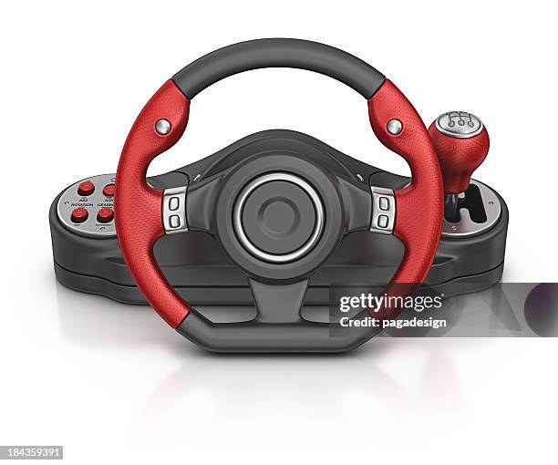 computer steering wheel - steering wheel stockfoto's en -beelden