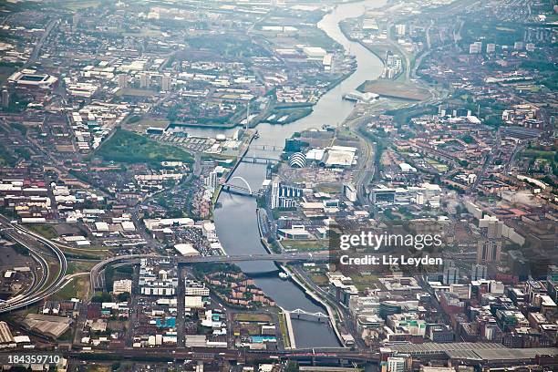 aerial view of glasgow city centre looking west - science center stock pictures, royalty-free photos & images