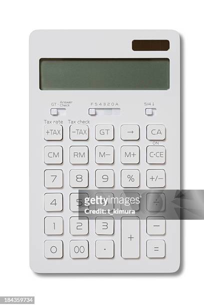 rechenmaschine - calculator top view stock-fotos und bilder
