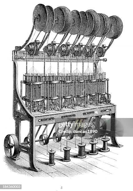 retro machinery - lacemaking machine - make stock illustrations