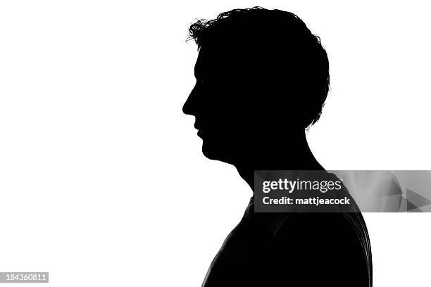 male profile silhouette - silhouet stockfoto's en -beelden