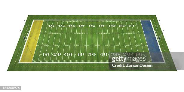 a zoomed out view of a football field - american football field stock pictures, royalty-free photos & images