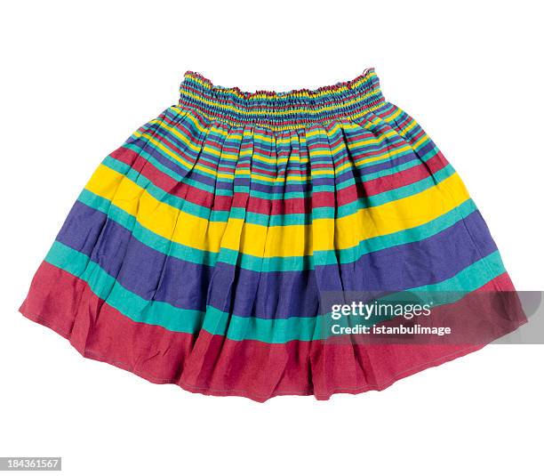 colorful skirt - multi colored skirt stockfoto's en -beelden