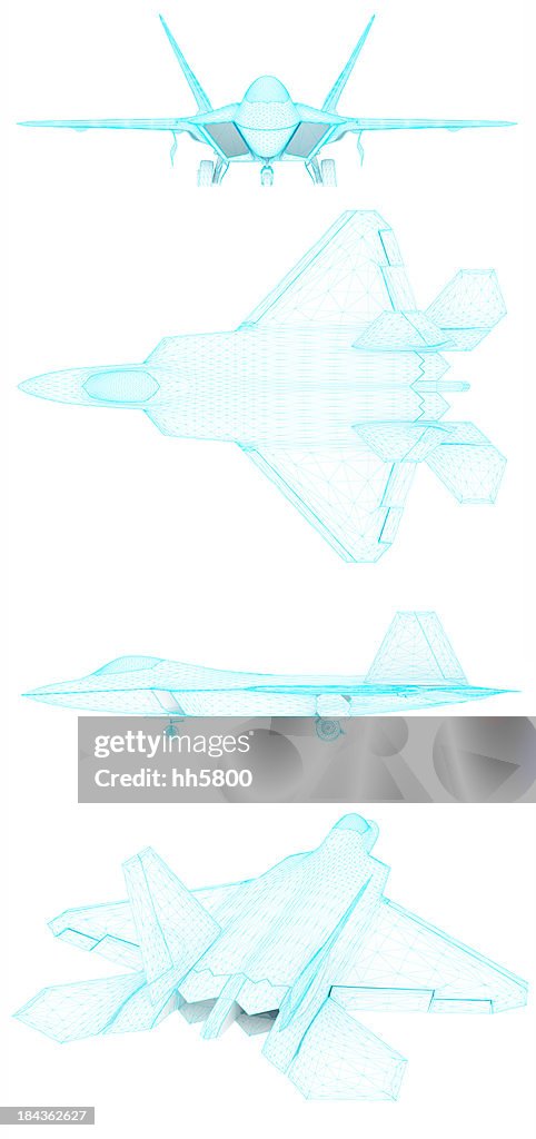 3 D desenho de arquitetura Força Aérea Americana F-22 Raptor 4