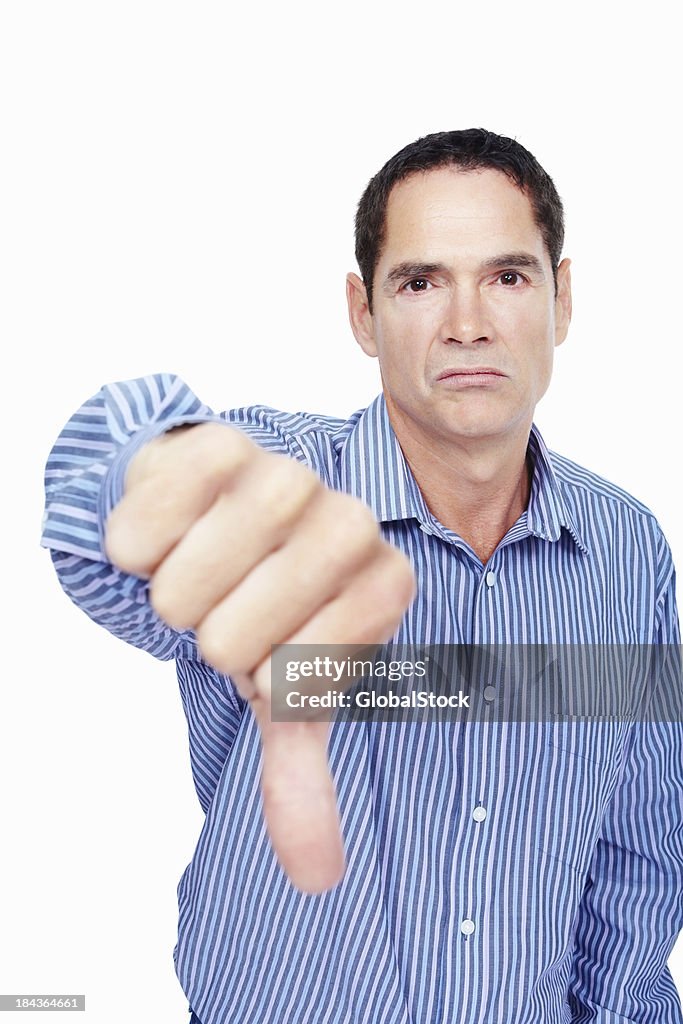 Homem Gesticular Polegar para Baixo